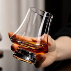 250ml Crystal Spirits Glass – Striped Texture Design, Side Profile