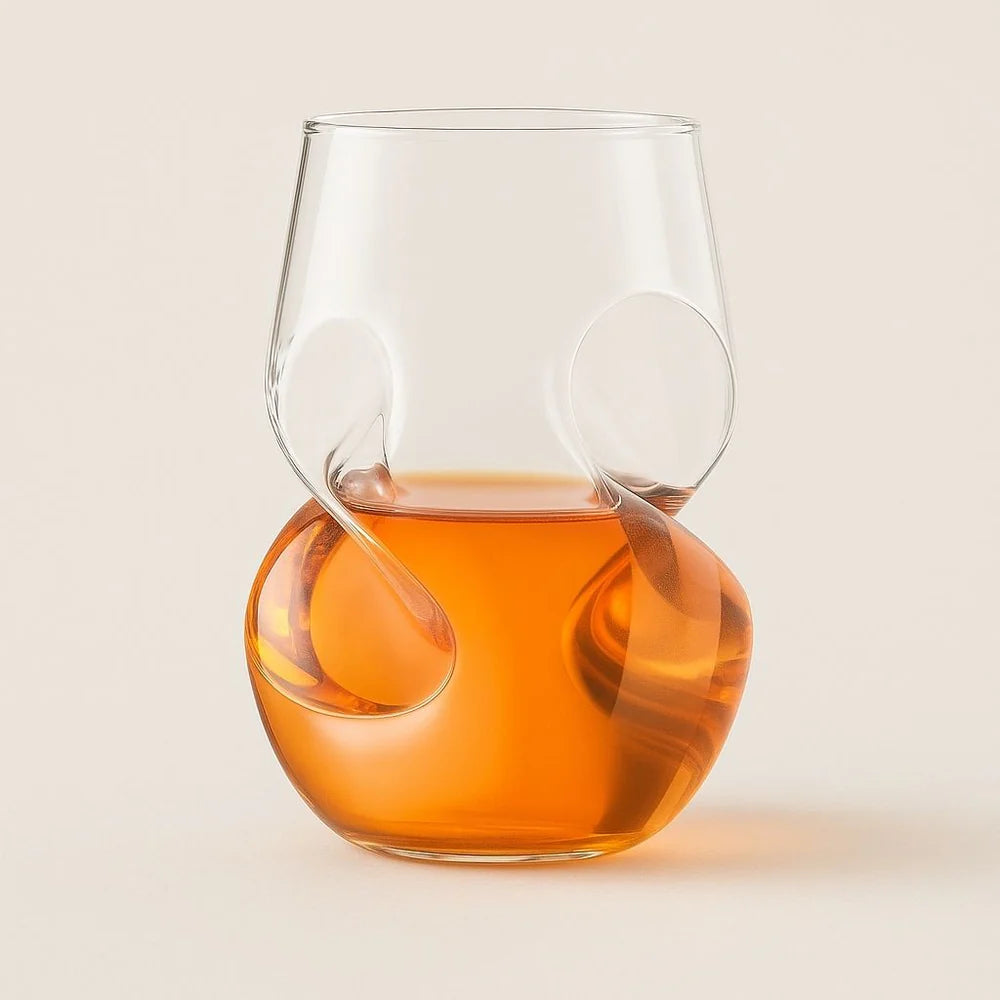 Elvara Twist Whiskey Glass with modern sculpted design
