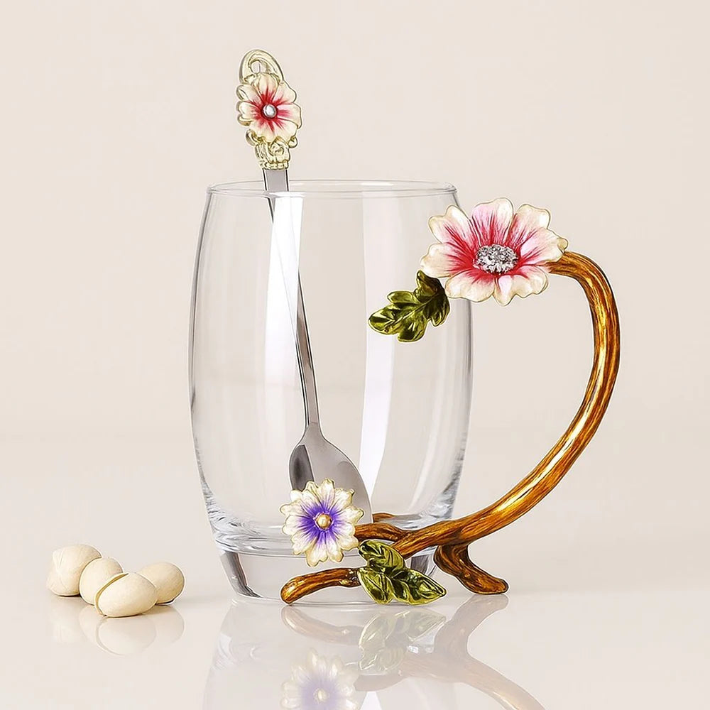 Heat-resistant enamel glass cup for tea, coffee, and water