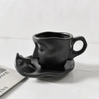 High-quality ceramic kissing cups for hot and cold drinks Black