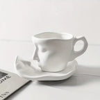 High-quality ceramic kissing cups for hot and cold drinks White