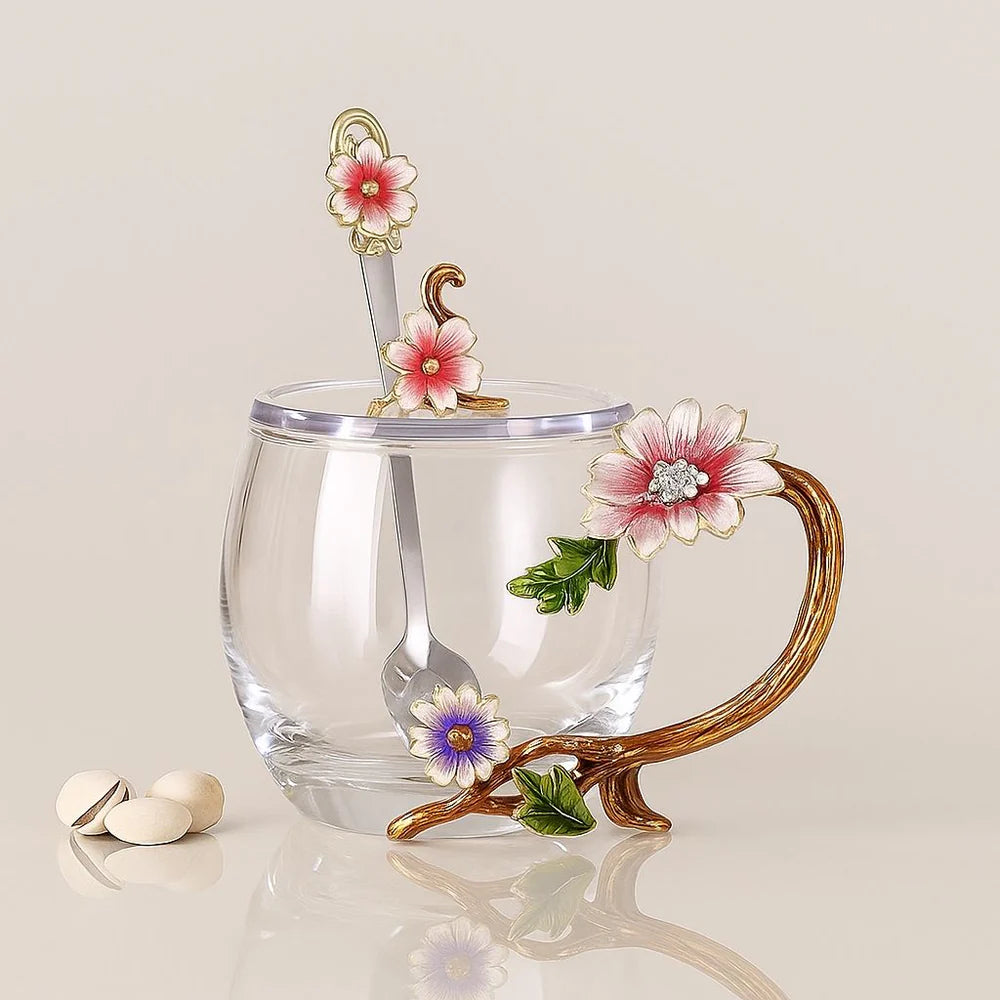 Luxury hand-painted enamel glass with crystal-clear body