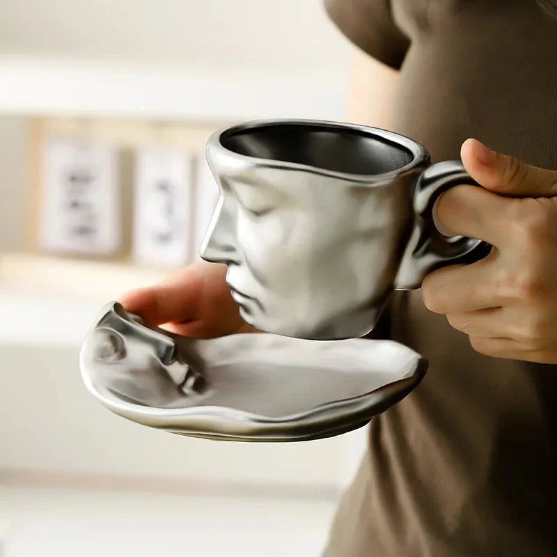 Romantic couple coffee mugs with saucers for Valentine’s gift