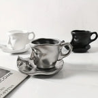 Stylish ceramic coffee cup and saucer set for couples