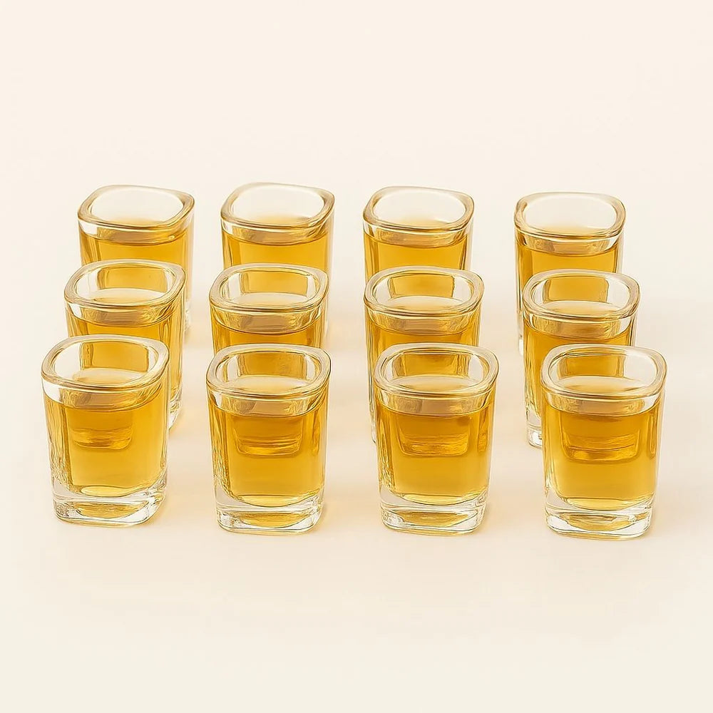 Wooden rack display with multiple spirit glasses