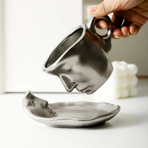 ceramic kissing coffee cup and saucer set romantic design